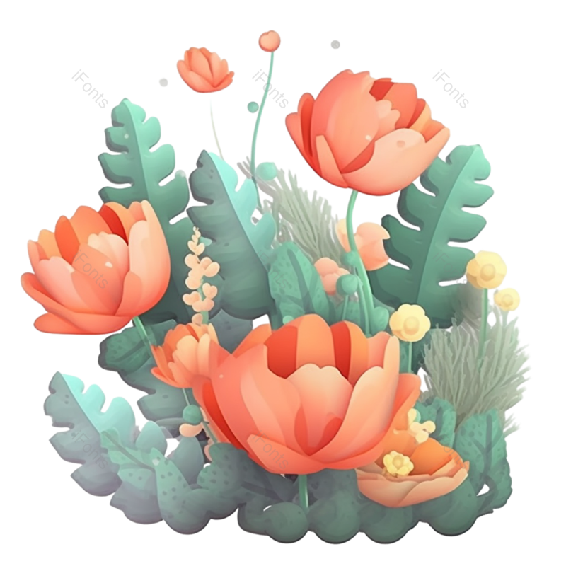 红色的花图片,白色背景元素,植物PNG,免抠素材